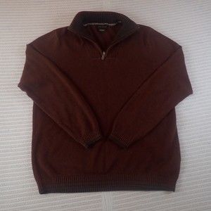 Eddie Bauer Men's 1/4 Zip Maroon Pullover Size: M 100% Cotton